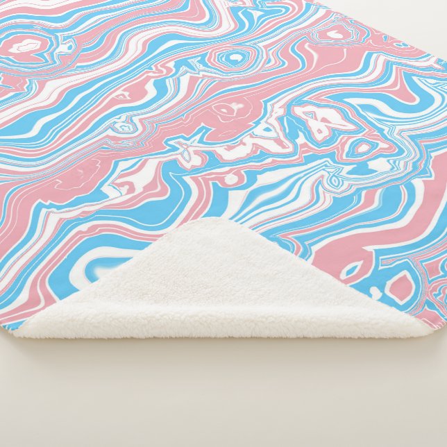 Trans Pride Flag Trippy Boho Groovy Wavy Stripes Sherpa Blanket (3/4)