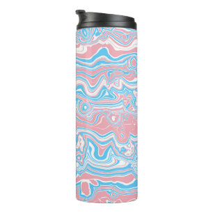 Trans Pride Flag Trippy Boho Groovy Wavy Stripes Thermal Tumbler