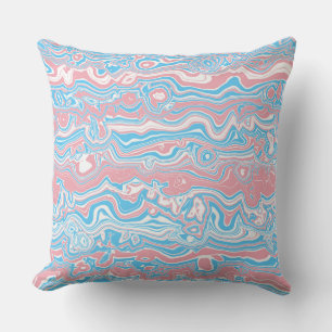 Trans Pride Flag Trippy Boho Groovy Wavy Stripes Throw Pillow