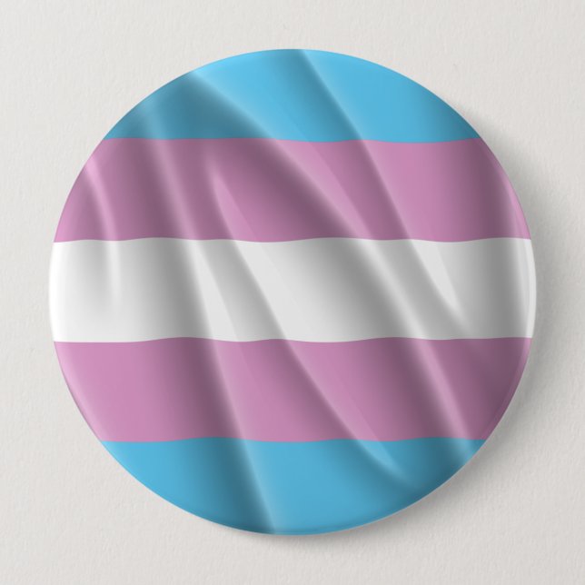 TRANS PRIDE FLAG WAVY DESIGN - 2014 PRIDE 4 INCH ROUND BUTTON (Front)