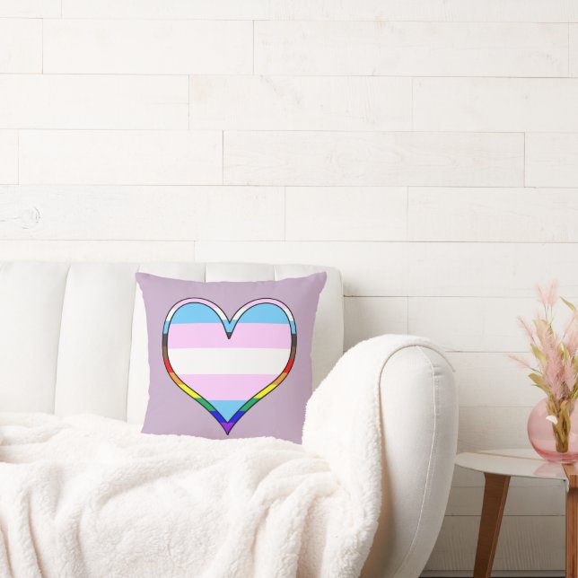 Trans Pride Heart Throw Pillow (Couch)