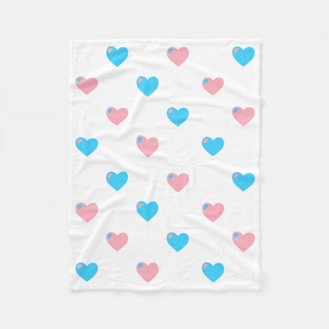 Trans Pride Hearts Fleece Blanket (Front)