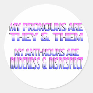 Trans Pride My Pronouns Are/My Anti-Nouns Are Classic Round Sticker