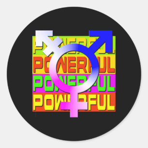 Trans Pride POWERFUL Colour Banners Classic Round Sticker