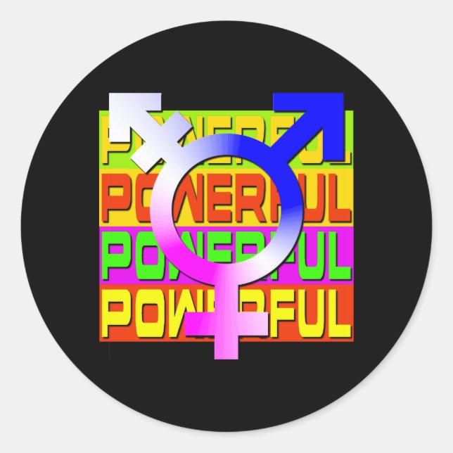 Trans Pride POWERFUL Colour Banners Classic Round Sticker (Front)