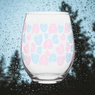 Trans Pride Rainbow Stemless Wine Glass