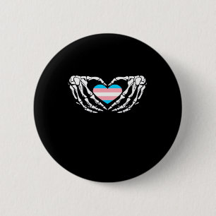 Trans Pride Skeleton Halloween Goth Heart Creative 2 Inch Round Button