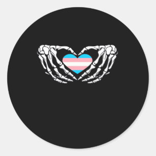 Trans Pride Skeleton Halloween Goth Heart Creative Classic Round Sticker