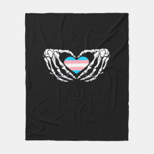 Trans Pride Skeleton Halloween Goth Heart Creative Fleece Blanket
