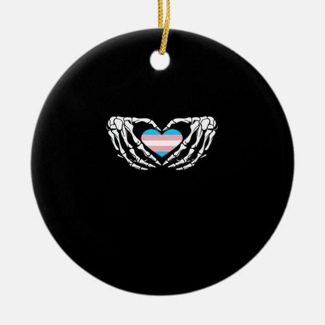 Trans Pride Skeleton Halloween Transgender Goth He Ceramic Ornament (Front)