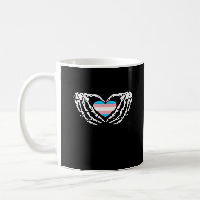 Trans Pride Skeleton Halloween Transgender Goth He Coffee Mug (Left)