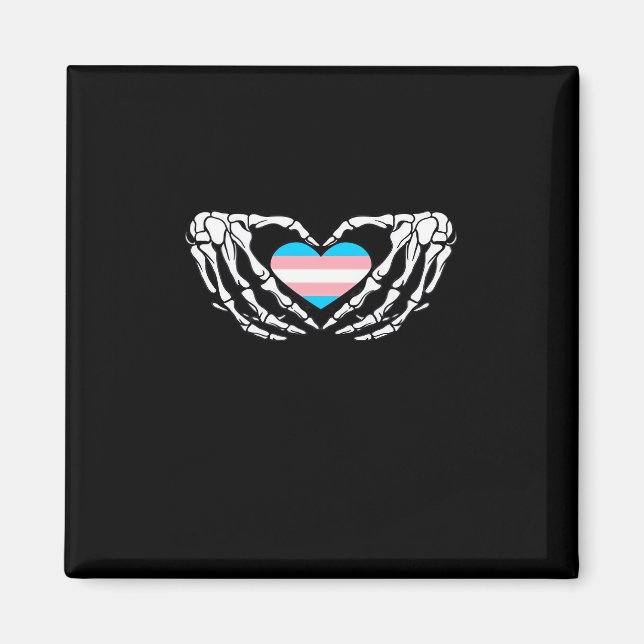 Trans Pride Skeleton Halloween Transgender Goth He Magnet (Front)