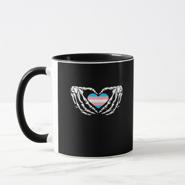 Trans Pride Skeleton Halloween Transgender Goth He Mug (Left)