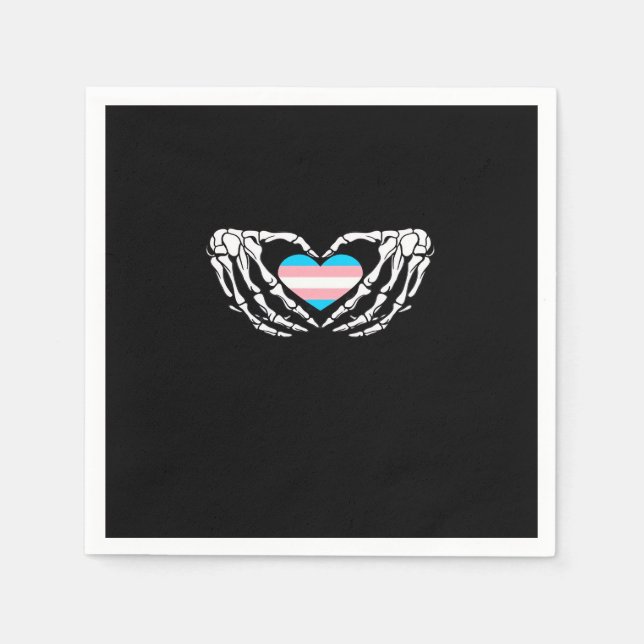 Trans Pride Skeleton Halloween Transgender Goth He Napkin (Front)