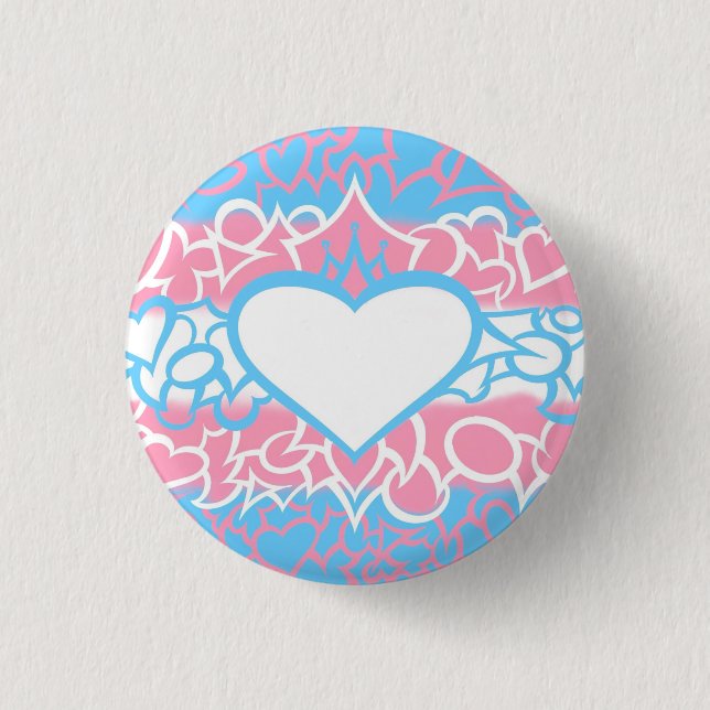 Trans Pride Squiggle 1 Inch Round Button (Front)