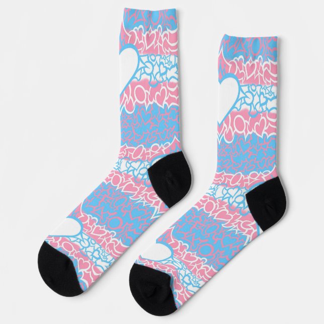 Trans Pride Squiggle Socks (Left)