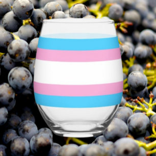 Trans Pride Stemless Wine Glass: Pour with Pride Glass