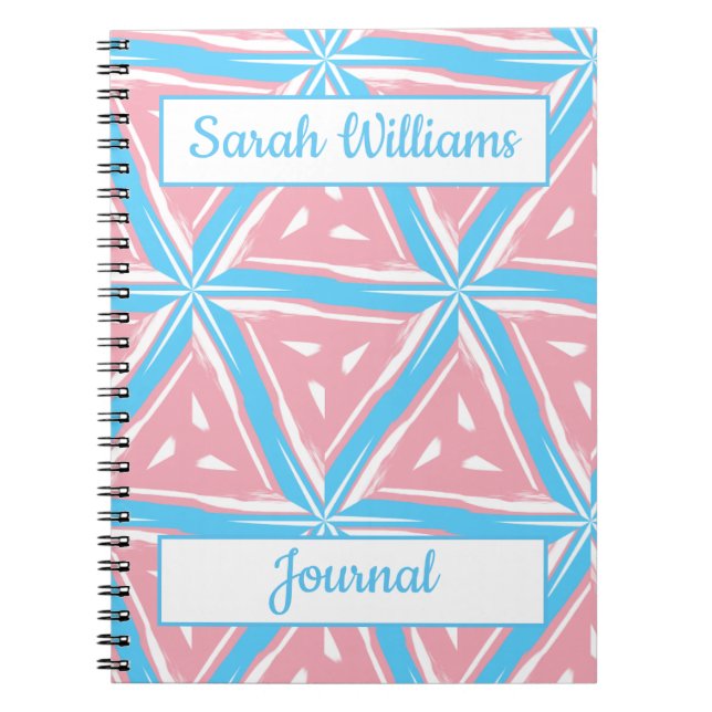 Trans Pride Triangle Pattern Spiral Notebook (Front)