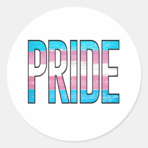 Trans Pride Word Classic Round Sticker