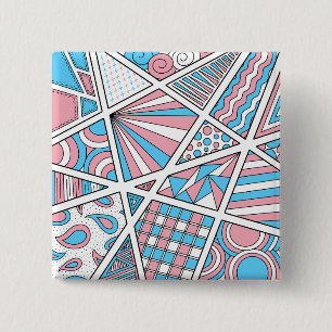Trans Pride Zen Doodle Abstract Pink Blue White 2 Inch Square Button
