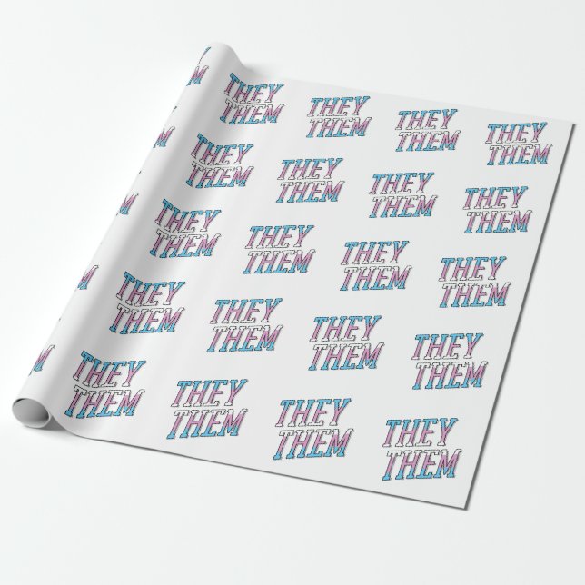 Trans Pronouns They Them Wrapping Paper (Unrolled)