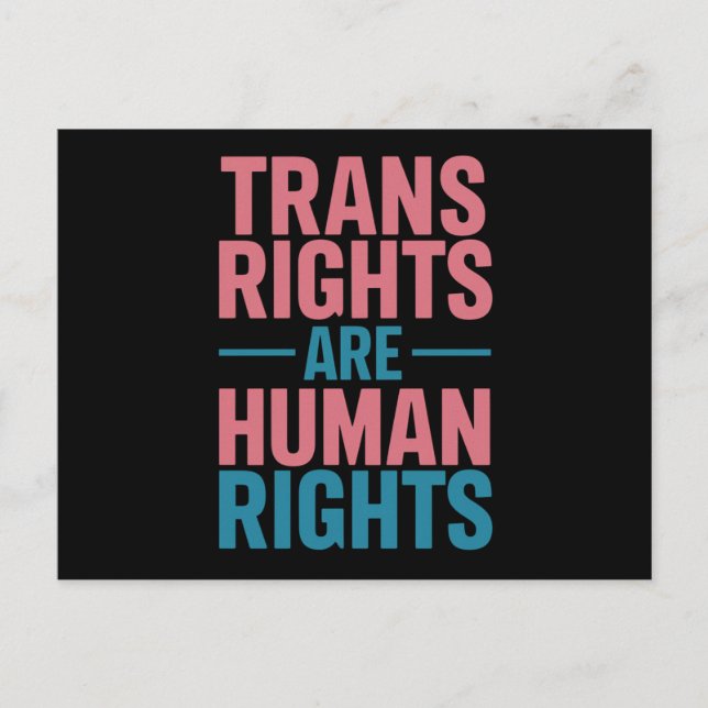 Trans Right Are Human Rights Transgender Pride Postcard (Front)