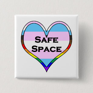 Trans Safe Space Heart 2 Inch Square Button