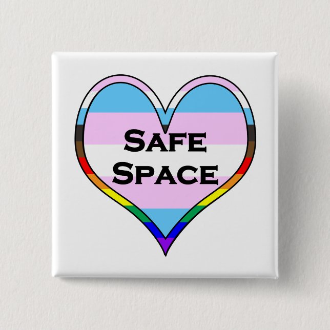 Trans Safe Space Heart 2 Inch Square Button (Front)