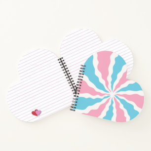 trans swirl design on heart shaped notebook