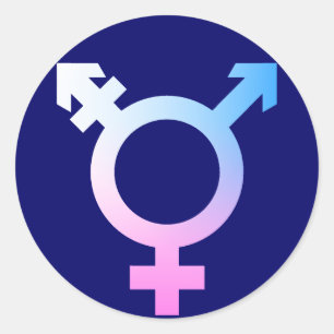Trans* symbol pink/blue/white classic round sticker