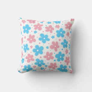 Trans Transgender Pride Flag Flowers Doodle Pastel Throw Pillow