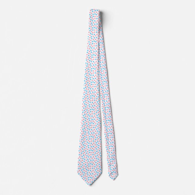 Trans Transgender Pride Flag Stars Pink Blue White Tie (Front)