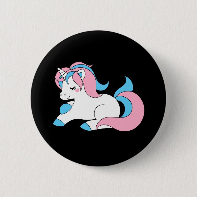 Trans unicorn 2 inch round button (Front)