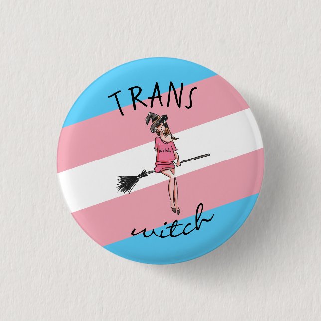 TRANS WITCH  1 INCH ROUND BUTTON (Front)