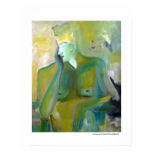 Trans Woman Man Portrait Abstract Green Paintings