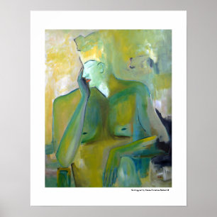 Trans Woman Man Portrait Abstract Green Paintings Poster