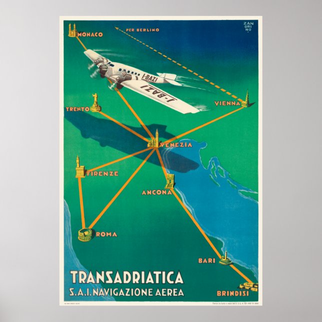 Transadriatica Italy Vintage Poster 1931 (Front)