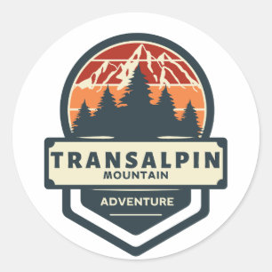 Transalpina mountain peak climbing and hiking classic round sticker