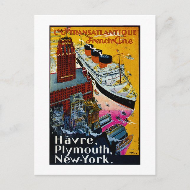 Transatlantic French Line Postcard (Front)