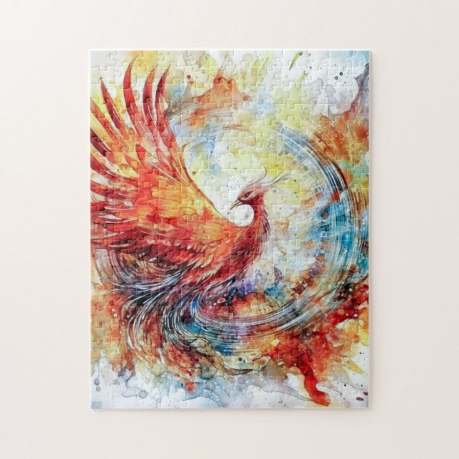 Transcent Watercolor Phoenix Shield Puzzle (Vertical)