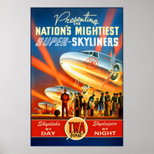 Transcontinental & Western Air TWA New Retro DC-3 Poster