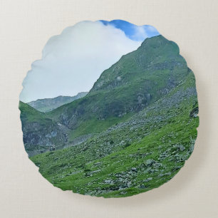 Transfagarasan Alpine Slope – Romania Photography Round Pillow
