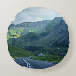 Transfagarasan Road – Carpathian Mountain Print Round Pillow