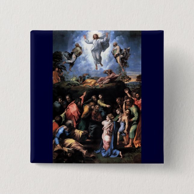 TRANSFIGURATION OF JESUS 2 INCH SQUARE BUTTON (Front)