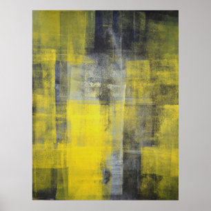 'Transform' Black and Yellow Abstract Art Print