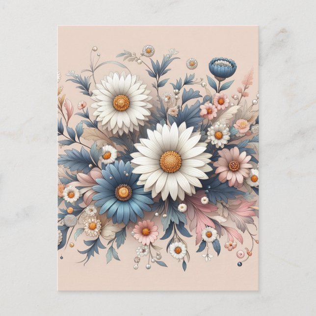 Transform Your Space with Elegant Daisy Floral Postcard (Front)