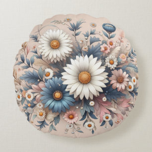 Transform Your Space with Elegant Daisy Floral Round Pillow