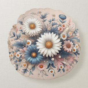 Transform Your Space with Elegant Daisy Floral Round Pillow