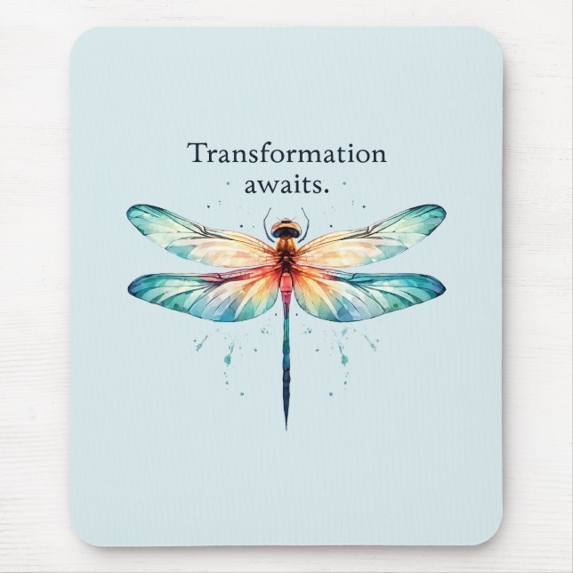 Transformation Awaits - Colourful Dragonfly Mouse Pad (Front)