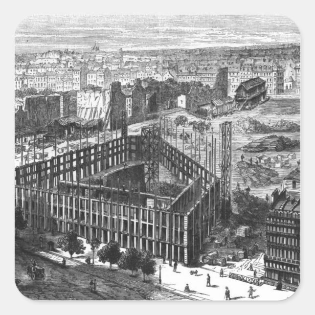 Transformation of Paris: Building in 1861 Square Sticker (Front)